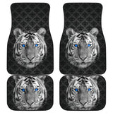 White Tiger Blue Eyes Amazing Black Background Car Floor Mats 210102 - YourCarButBetter