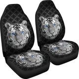 White Tiger Blue Eyes Amazing Black Background Car Seat Covers 210102 - YourCarButBetter