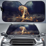 White Tiger Fire Cgi Hd Car Sun Shade 172609 - YourCarButBetter