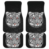 White Tiger Red Eyes Amazing Black Background Car Floor Mats 210102 - YourCarButBetter