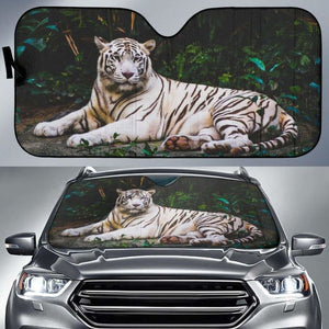 White Tiger Rest Hd 5K Car Sun Shade 172609 - YourCarButBetter