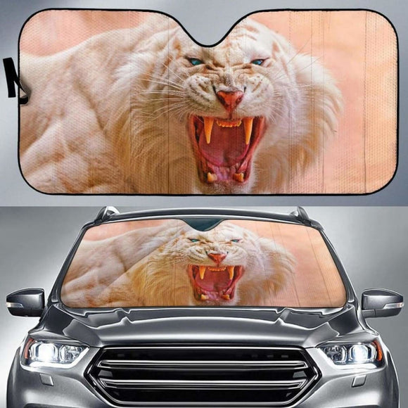 White Tiger Roaring 4K Car Sun Shade 172609 - YourCarButBetter