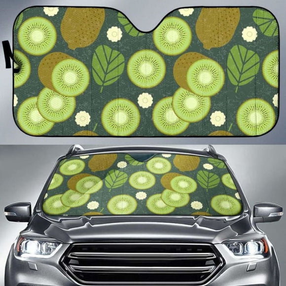 Whole Sliced Kiwi Leave And Flower Car Auto Sun Shades 182102 - YourCarButBetter