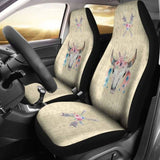 Wild And Free Boho Cow Skull Car Seat Covers Cream Color 144730 - YourCarButBetter