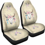 Wild And Free Boho Cow Skull Car Seat Covers Cream Color 144730 - YourCarButBetter
