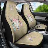 Wild And Free Dark Tan Boho Cow Skull Car Seat Covers 144730 - YourCarButBetter