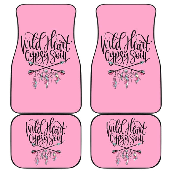 Wild Heart Gypsy Soul Pink Car Floor Mats 210305 - YourCarButBetter