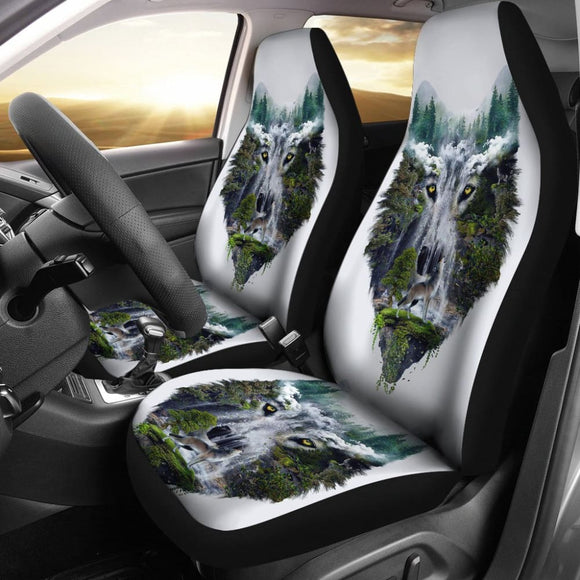 Wild Wolf Howling Car Seat Covers 211303 - YourCarButBetter