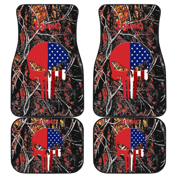 Wildfire Camouflage US Marine Corps Custom American Flag Punisher Car Floor Mats 211803 - YourCarButBetter