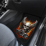 Wing Flaming Motorcycle Skull Car Mats 103131 - YourCarButBetter