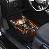 Wing Flaming Motorcycle Skull Car Mats 103131 - YourCarButBetter