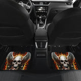 Wing Flaming Motorcycle Skull Car Mats 103131 - YourCarButBetter