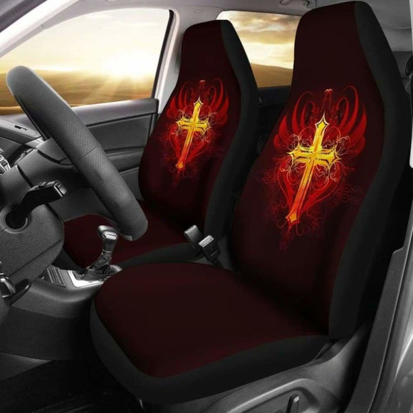 Winged Cross Car Seat Covers 160905 - YourCarButBetter