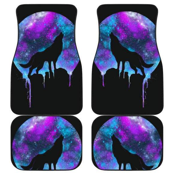 Wolf Howling At Full Moon Car Floor Mats 211701 - YourCarButBetter