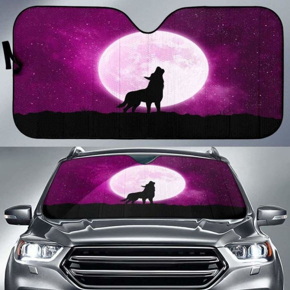 Wolf Howling At Moon Sun Shade 172609 - YourCarButBetter