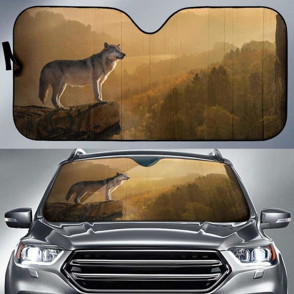 Wolf On The Mountain Auto Sun Shade 07 172609 - YourCarButBetter