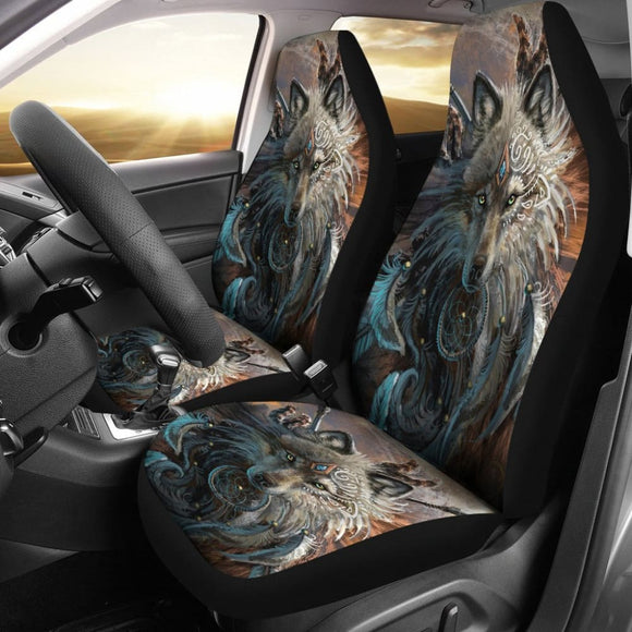 Wolf Warrrior Native American Car Seat Covers 093223 - YourCarButBetter