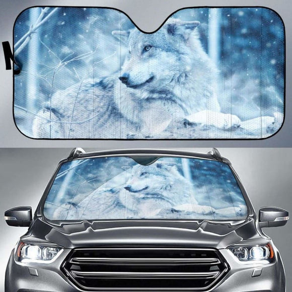 Wolf Wild Snow Winter Cold Hd Car Sun Shade 172609 - YourCarButBetter
