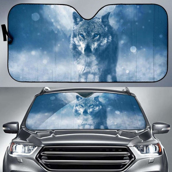 Wolf Winter Blue Eyes 4K Car Sun Shade 172609 - YourCarButBetter