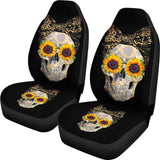 Womens Sunflower Skull Love Floral Flowers Leopard Bandana Car Seat Covers 210805 - YourCarButBetter