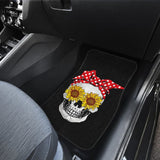 Womens Sunflower Skull Polka Dot Bandana Car Floor Mats 210805 - YourCarButBetter