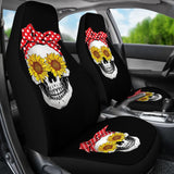 Womens Sunflower Skull Polka Dot Bandana Car Seat Covers 210805 - YourCarButBetter