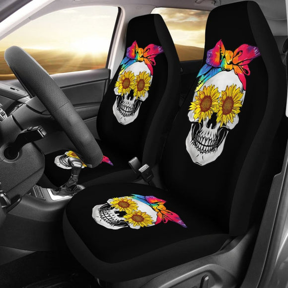 Womens Sunflower Tie-Dye Bandana Emo Hippie Sugarskull Lovers Car Seat Covers 210805 - YourCarButBetter