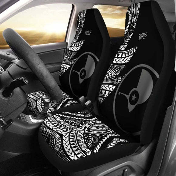 Yap Car Seat Covers - Micronesian Pattern Flash Black - 105905 - YourCarButBetter