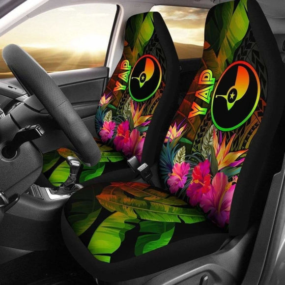 Yap Polynesian Car Seat Covers - Hibiscus And Banana Leaves - 232125 - YourCarButBetter