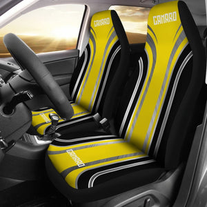 Yellow Black Camaro White Letter Car Seat Covers 210603 - YourCarButBetter