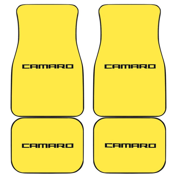 Yellow Camaro Black Letter Car Floor Mats 212802 - YourCarButBetter