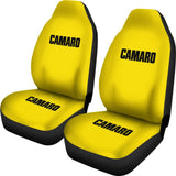 Yellow Camaro Black Letter Car Seat Covers 211004 - YourCarButBetter