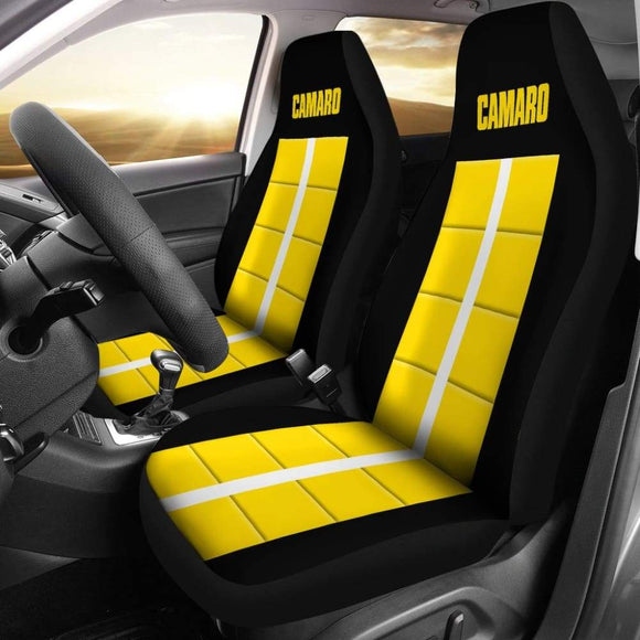 Yellow Camaro Letters Amazing Decoration Car Seat Covers 210807 - YourCarButBetter