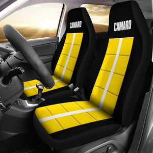 Yellow Camaro White Letters Amazing Decoration Car Seat Covers 210807 - YourCarButBetter