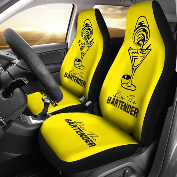 Yellow Kiss The Bartender Custom Grunge Style Car Seat Covers 211601 - YourCarButBetter