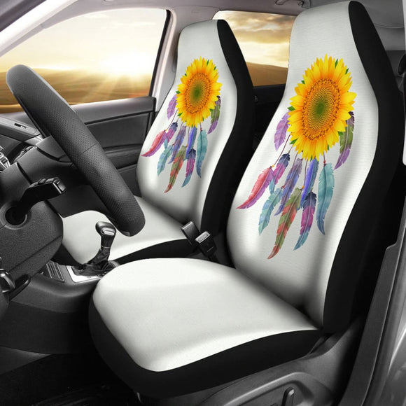 Yellow Sunflower Dreamcatcher Car Decoration Car Seat Covers 212503 - YourCarButBetter