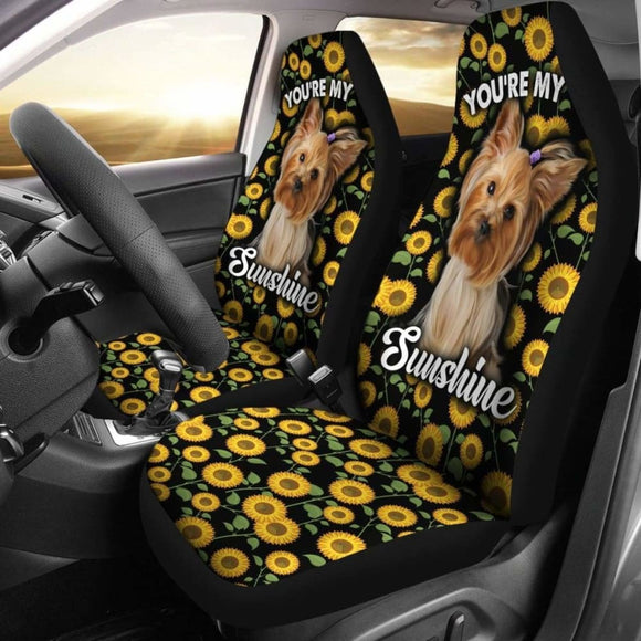 Yorkshire Dog You’re My Sunshine Sunflower Car Seat Covers 210101 - YourCarButBetter