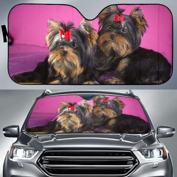 Yorkshire Terrier Dogs Puppies Hd Car Sun Shade 104020 - YourCarButBetter