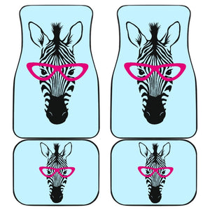 Zebra Wear Pink Glasses Car Floor Mats 212101 - YourCarButBetter